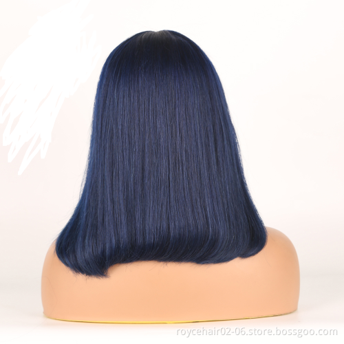 Wholesale Red Colored Human Hair Bob Cut Wig 100% Peruvian Human Hair 150% Density 99j T Part Lace Front Wig For Women